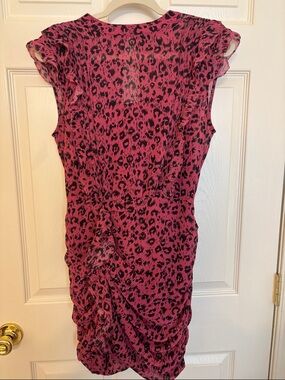 AllSaints Pink and Black Hali Roar Leopard Print Dress Size 6